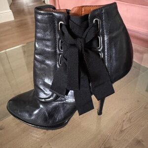 Givenchy Black Heeled Boots with Bow Accent
